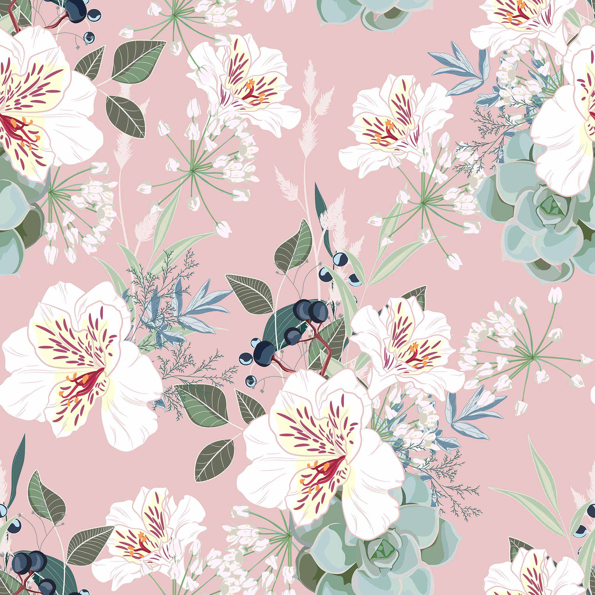 Pink Floral Peel and Stick Removable Wallpaper - Self-Adhesive Wall Decor for Bedroom, Living Room & Nursery - Easy to Apply & Remove - 1136 Design