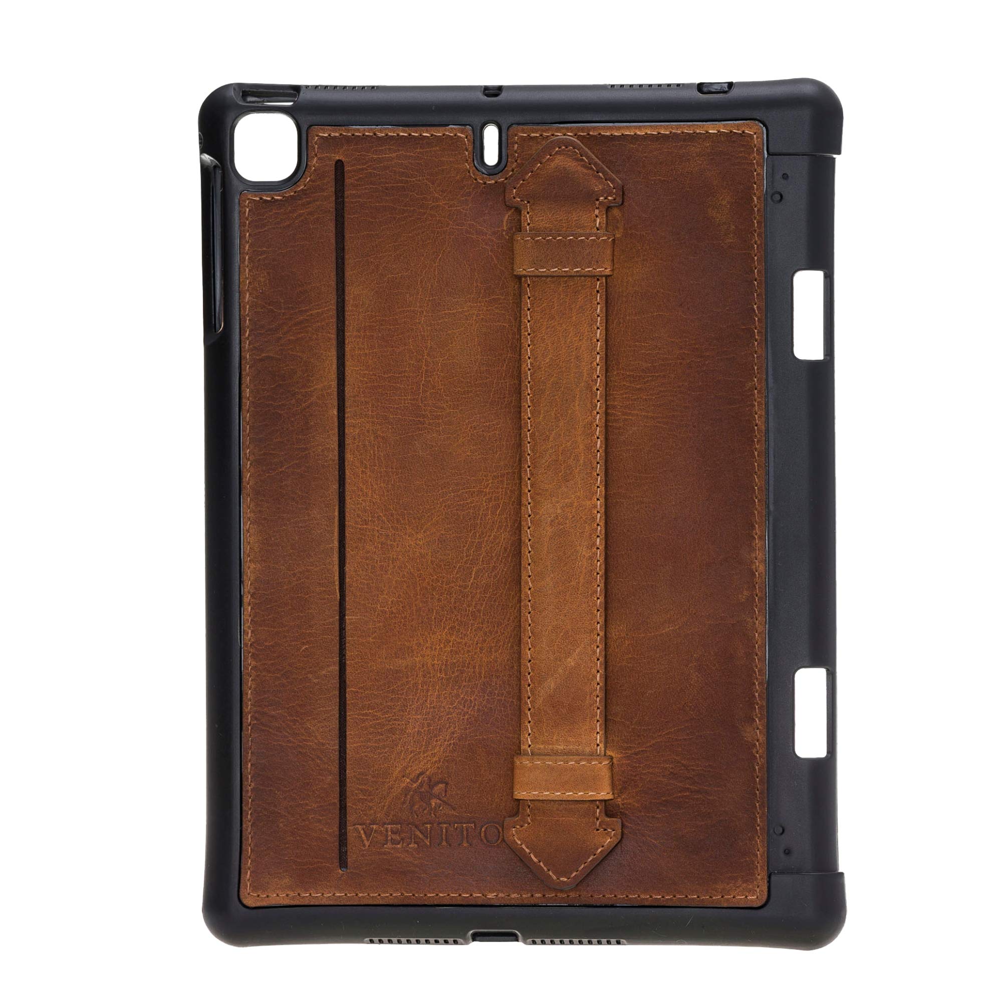 Venito Lecce Genuine Leather Wallet Case for iPad Mini 5 (5th Generation 2019) - Premium Tablet Cover with Flex Handle - Antique Brown - Perfect for Travel, Business & Everyday Use