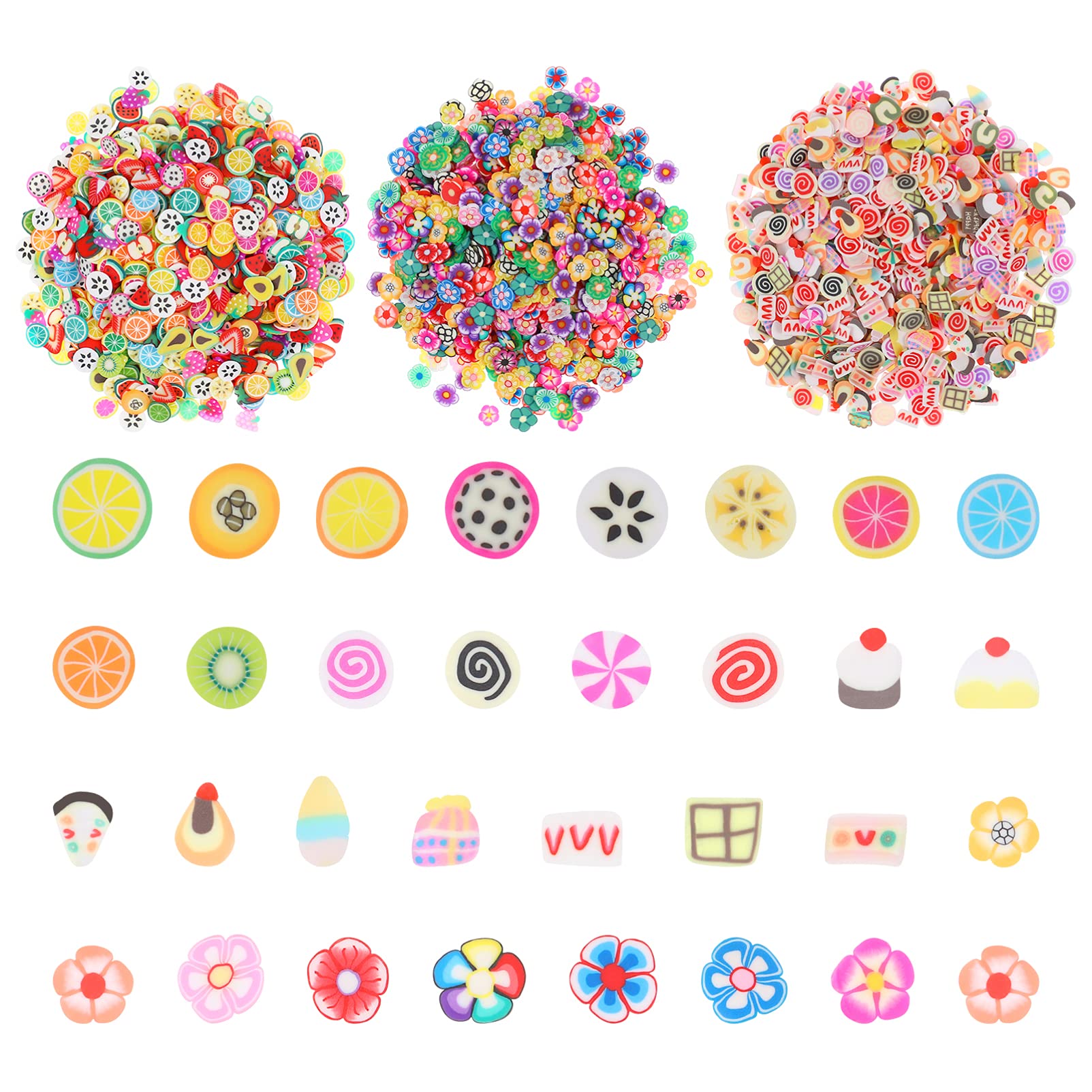 Lurrose 3000pcs Mini Fruit Slices for Nail Art - Polymer Clay Decorations, 3D Plum Petals, DIY Nail & Cake Decorations - Perfect for Manicures, Flower Clay Art, and Creative Crafting