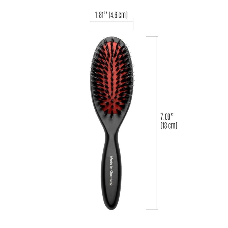Tauro Pro Line Brush - Beech Wood Handle with 0.6 Inch Boar Bristles & Nylon Teeth - Black Oval Hair Brush for Smoothing & Detangling - Perfect for Styling, Salon Use & Home Hair Care