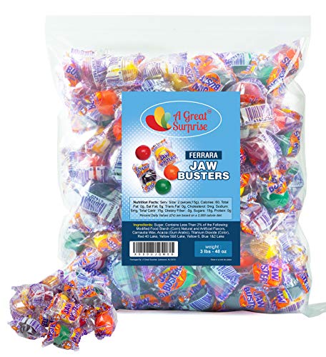 Ferrara Jawbreakers Candy - Medium Size Individually Wrapped Bulk Candy (3LB Party Bag) - Perfect for Halloween Treats, Birthday Parties, and Family Gatherings