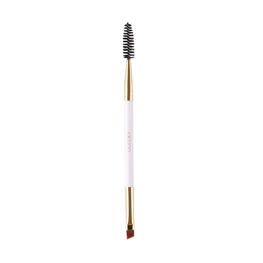 Docolor Duo Eyebrow Brush - Professional Angled & Spoolie Brow Brush Set (White) | Perfect for Eyebrow Shaping, Filling & Grooming | Ideal for Home & Professional Makeup Kits