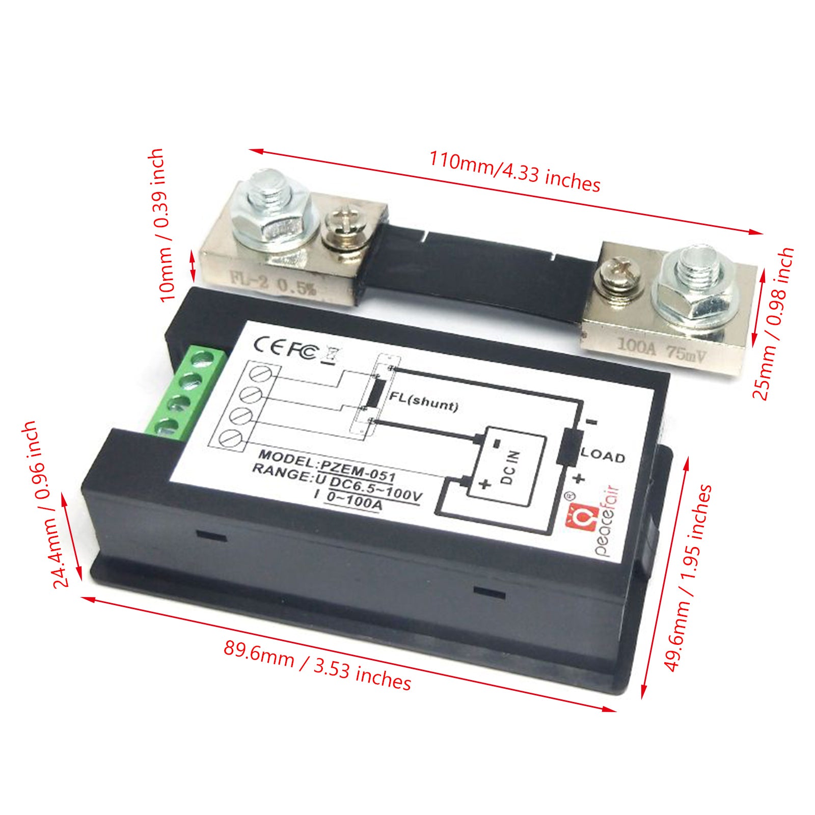 100A DC Digital Watt KWH Current Power Energy Meter with Ammeter Voltmeter 100V - Monitor Solar Panels, Batteries, and Electrical Systems