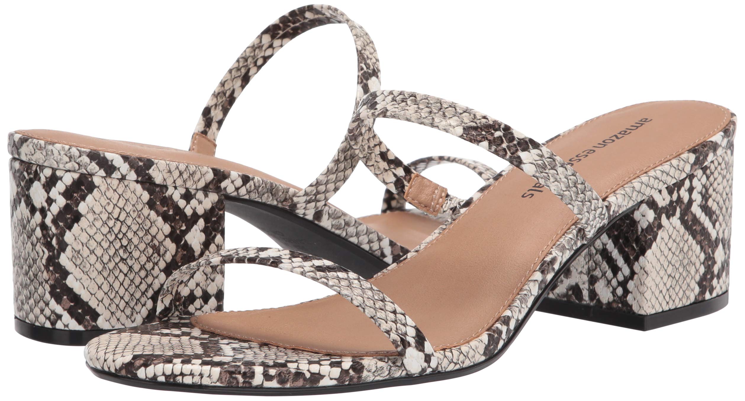 Amazon Essentials Women's Thin Two Strap Heeled Slide Sandals - Comfortable Summer Dressy Casual Shoes for Beach, Vacation & Outdoor Wear