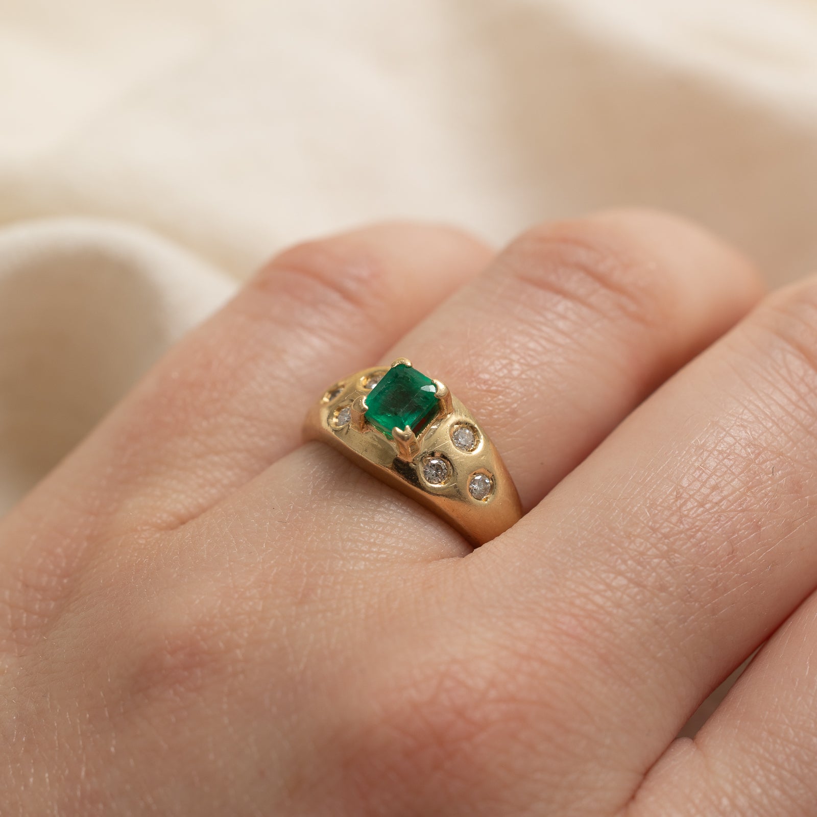 Emerald and Diamond Ring - 0.50ct Emerald with 0.15ctw Diamond Accents - Size 6 - Elegant Engagement, Wedding, or Anniversary Jewelry Gift