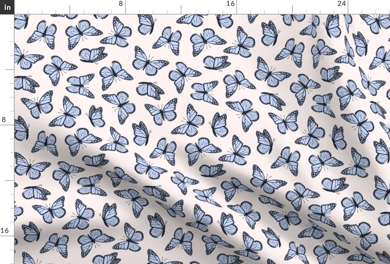 Small Scale Monarch Butterflies Pale Pink Butterfly Print Chiffon Fabric - Fat Quarter for Sewing, Fashion Apparel, Dresses & Home Decor | Spring Insect Design for DIY Crafts, Curtains & Quilting