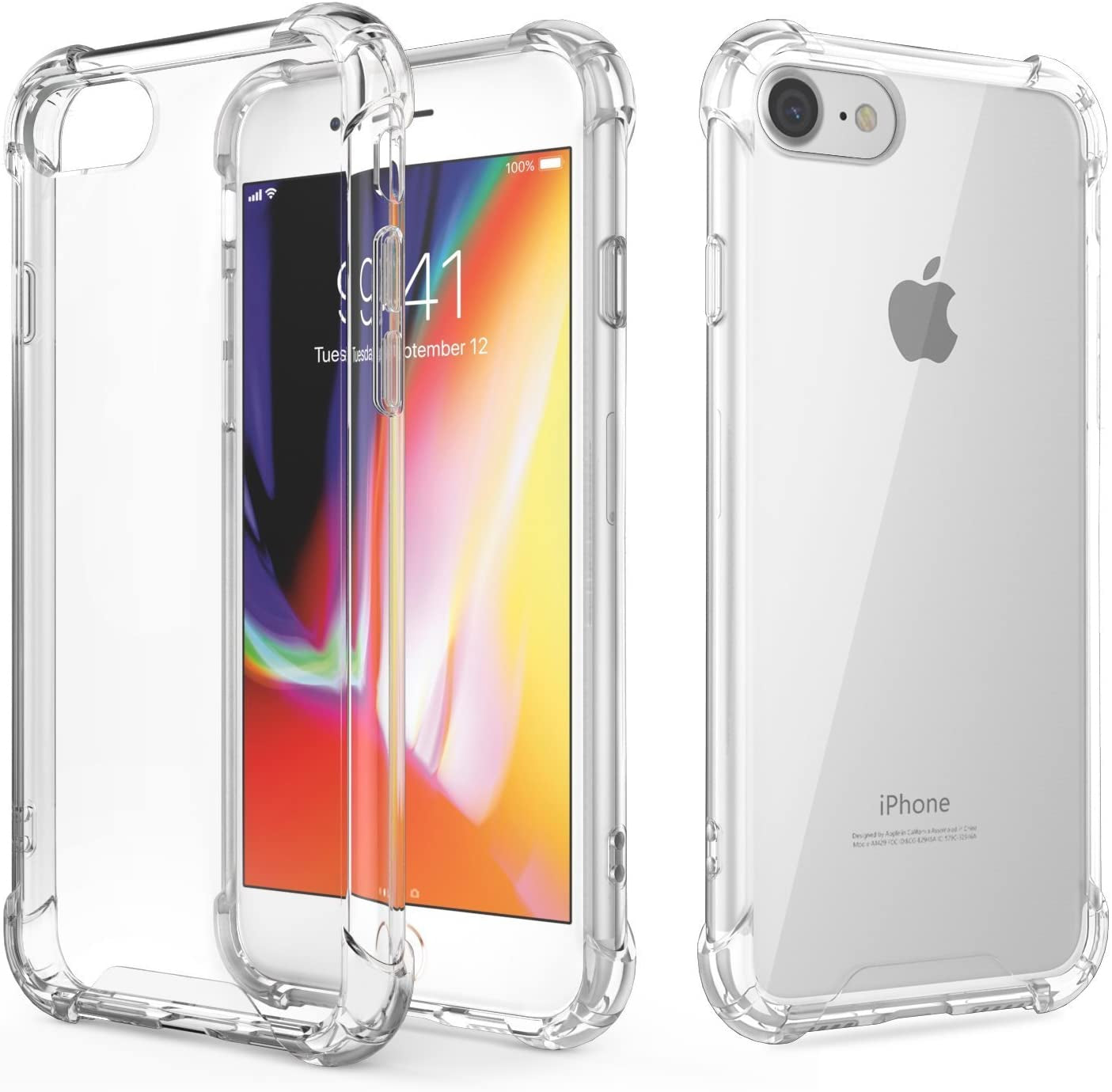 Apple iPhone 8 Shockproof Gel Bumper Case - Clear Transparent Protective Cover for Everyday Use & Outdoor Activities