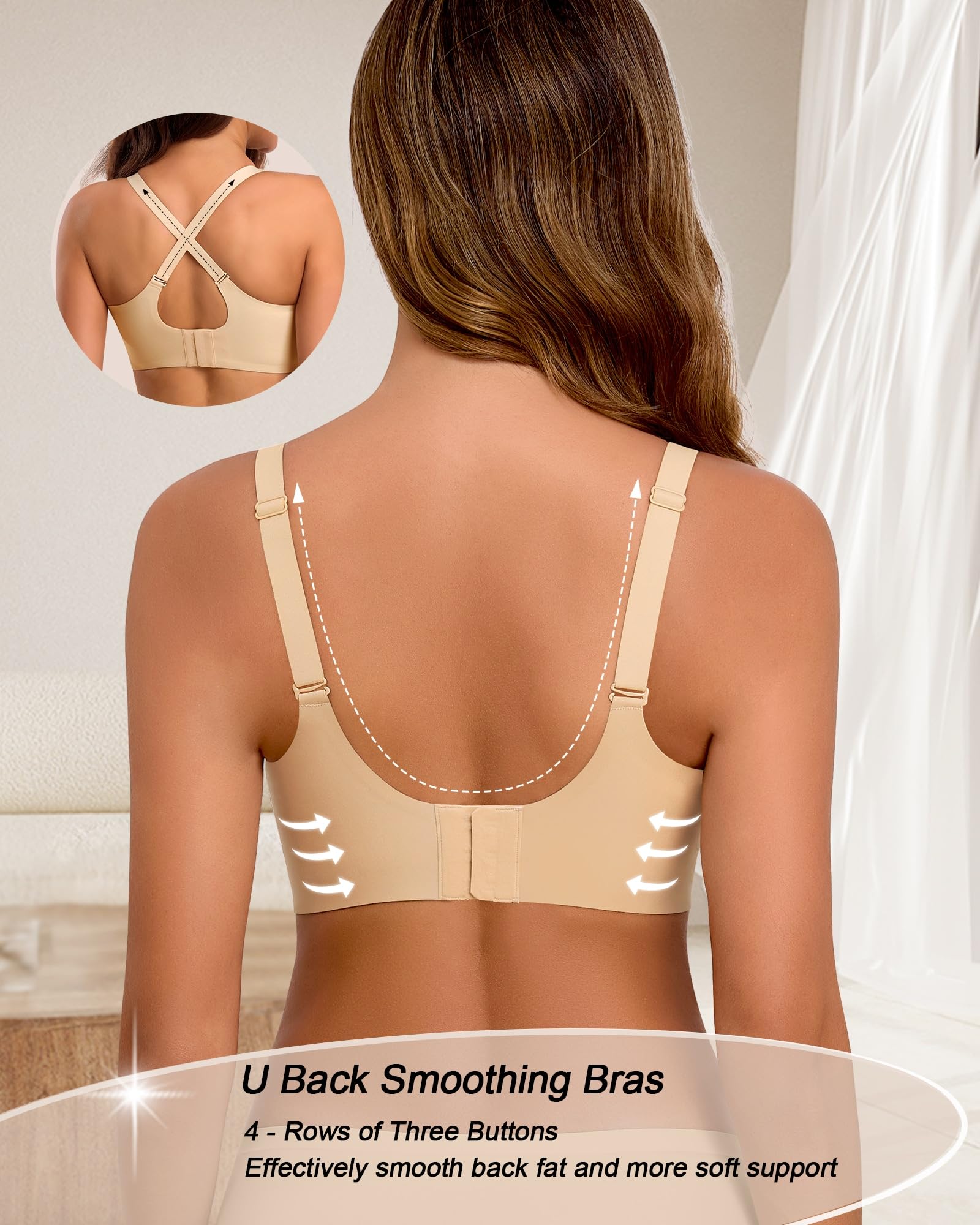 Women's Comfortable Supportive Seamless Bralette - No Underwire Full Coverage Padded Bra for Everyday Wear, Yoga & Lounge