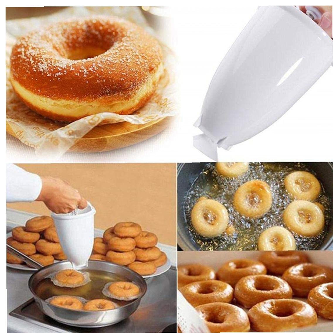Non-Stick Doughnut Maker Machine with Batter Dispenser - Plastic Pastry Decorating Mold for Homemade Donuts, Pancakes & Muffins - Perfect Kitchen Cooking Tool for Breakfast & Party Snacks