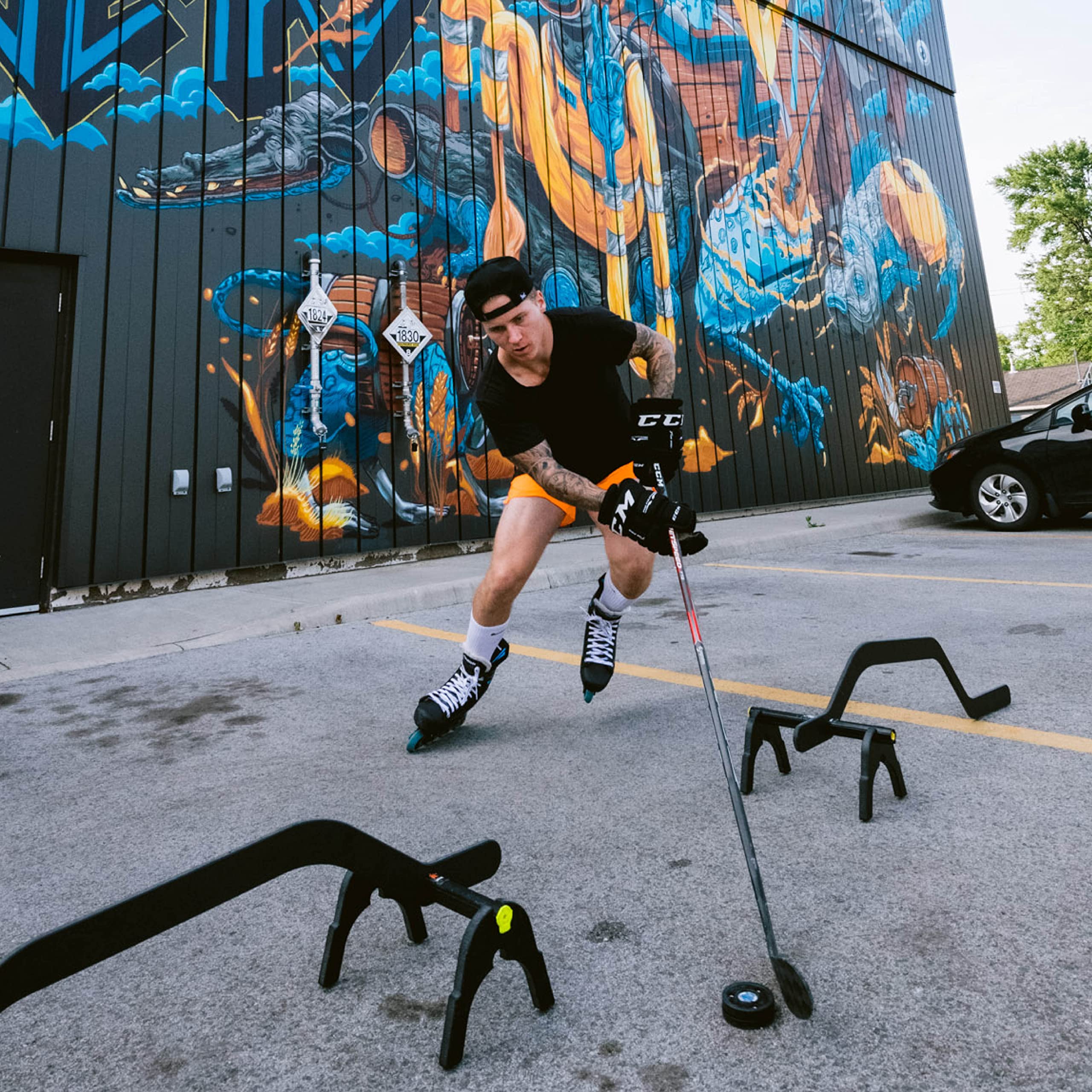 O1 Kraft Team Off-Ice Roller Skates for Hockey Training - Patented Rocker Technology Simulates Ice Skating - Improve Ice Hockey Skills - Senior Sizes - Perfect for Off-Season Practice & Backyard Drills