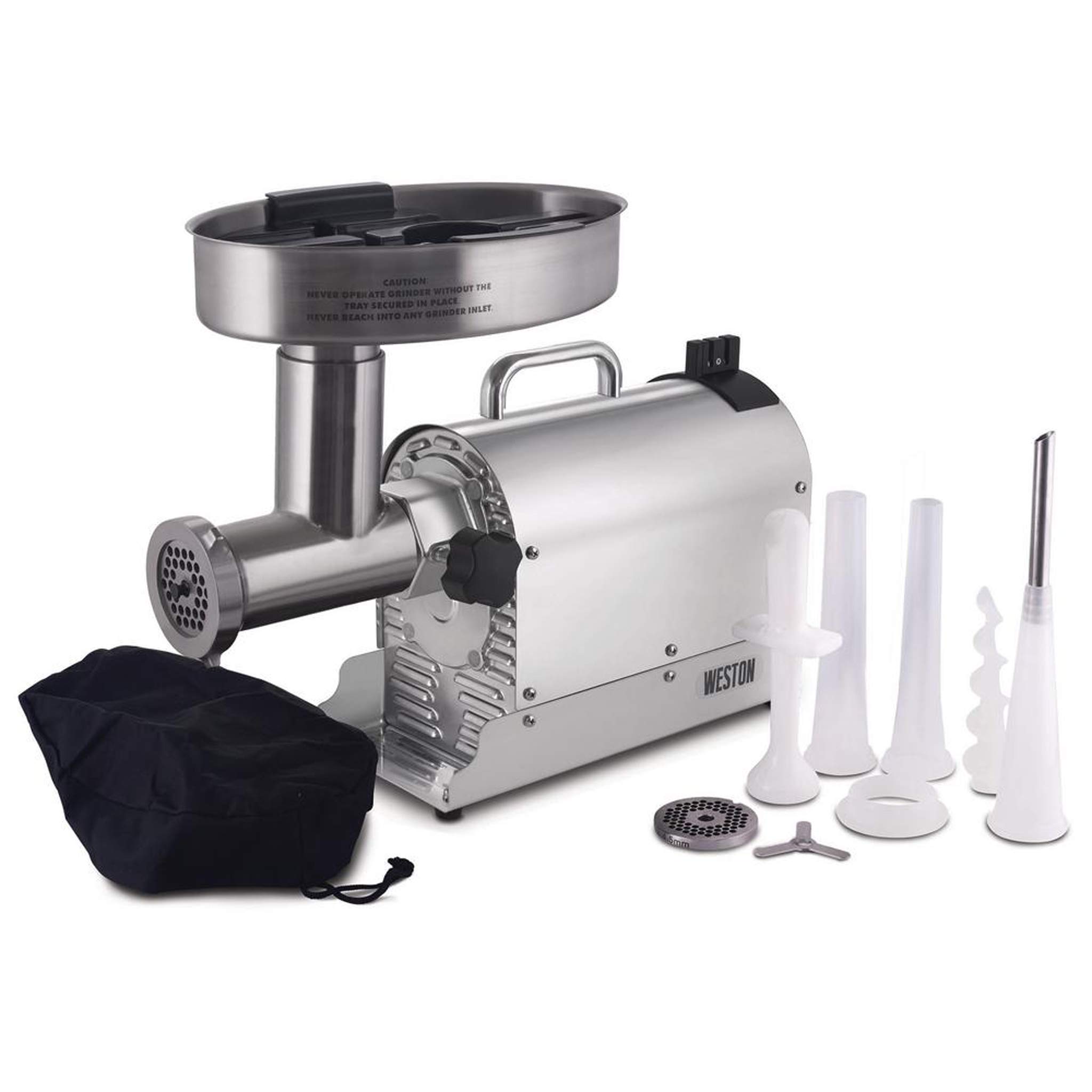 Weston Pro Series 750W Commercial Electric Meat Grinder - 1 HP, 9lbs/min Stainless Steel Meat Grinder for Home & Restaurant Use - Perfect for Burgers, Sausages & Pet Food Prep (Model 10-1201-W)