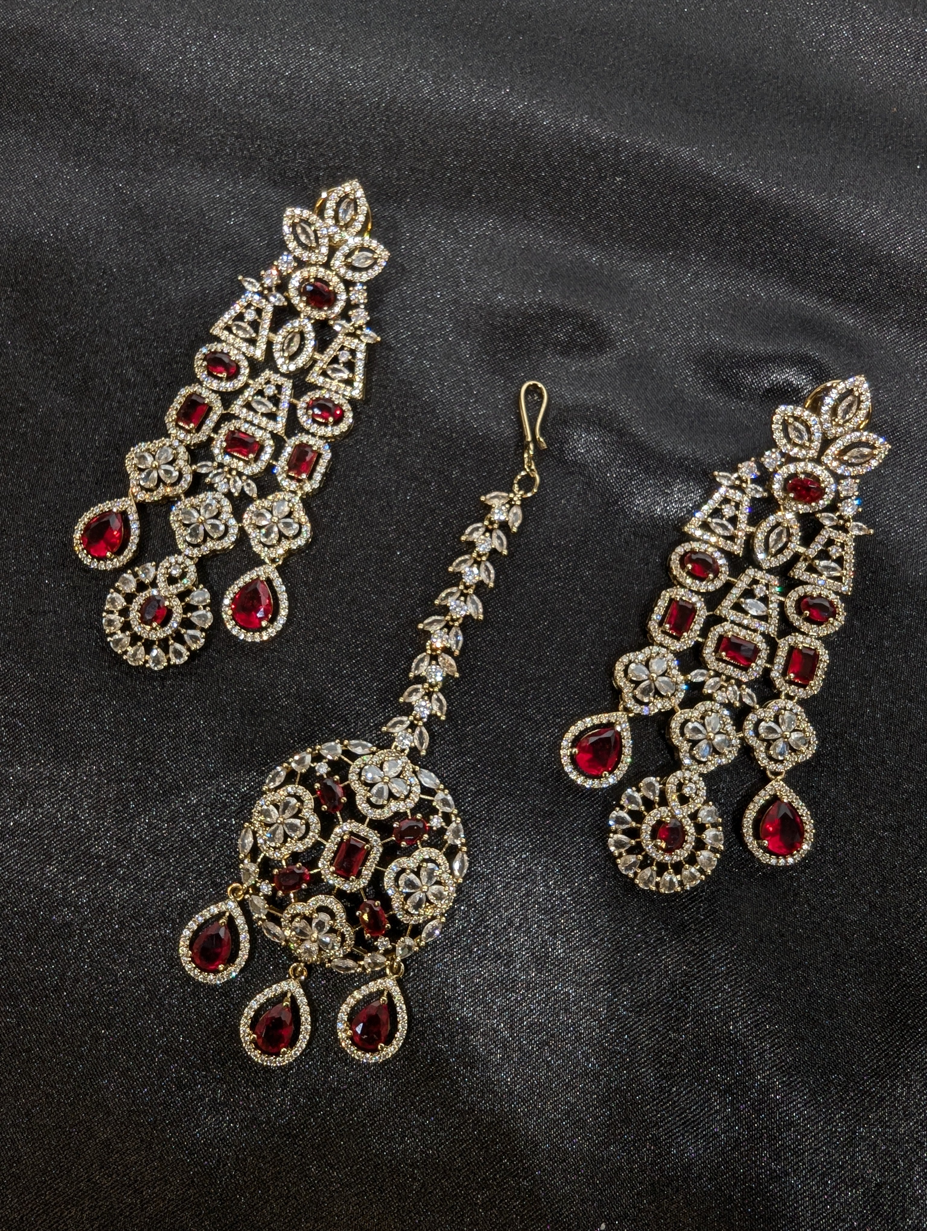 Aadhya CZ Semi Bridal Set Jewelry - Cubic Zirconia Necklace & Earrings for Women - Perfect for Weddings, Parties & Special Occasions