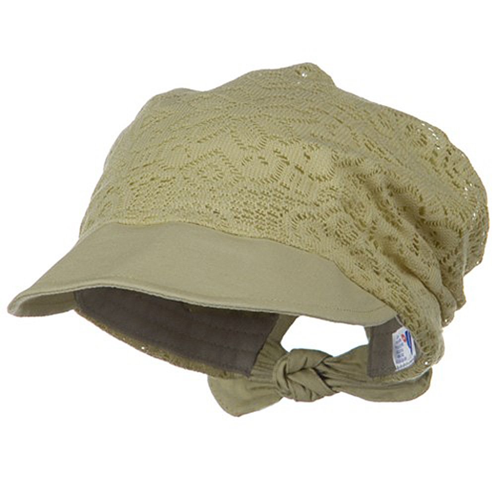 MG Women's Jacquard Mesh Sun Hat - Khaki for Outdoor Activities, Beach, and Summer Fashion