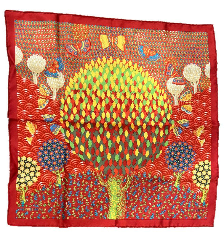 Vintage Hermes Milinkov Les Ailes Pleines De Joie 45cm Silk Scarf - Authentic Rare Collectible Luxury Scarf for Women, Perfect for Fashion Accessories, Gift Giving and Special Occasions