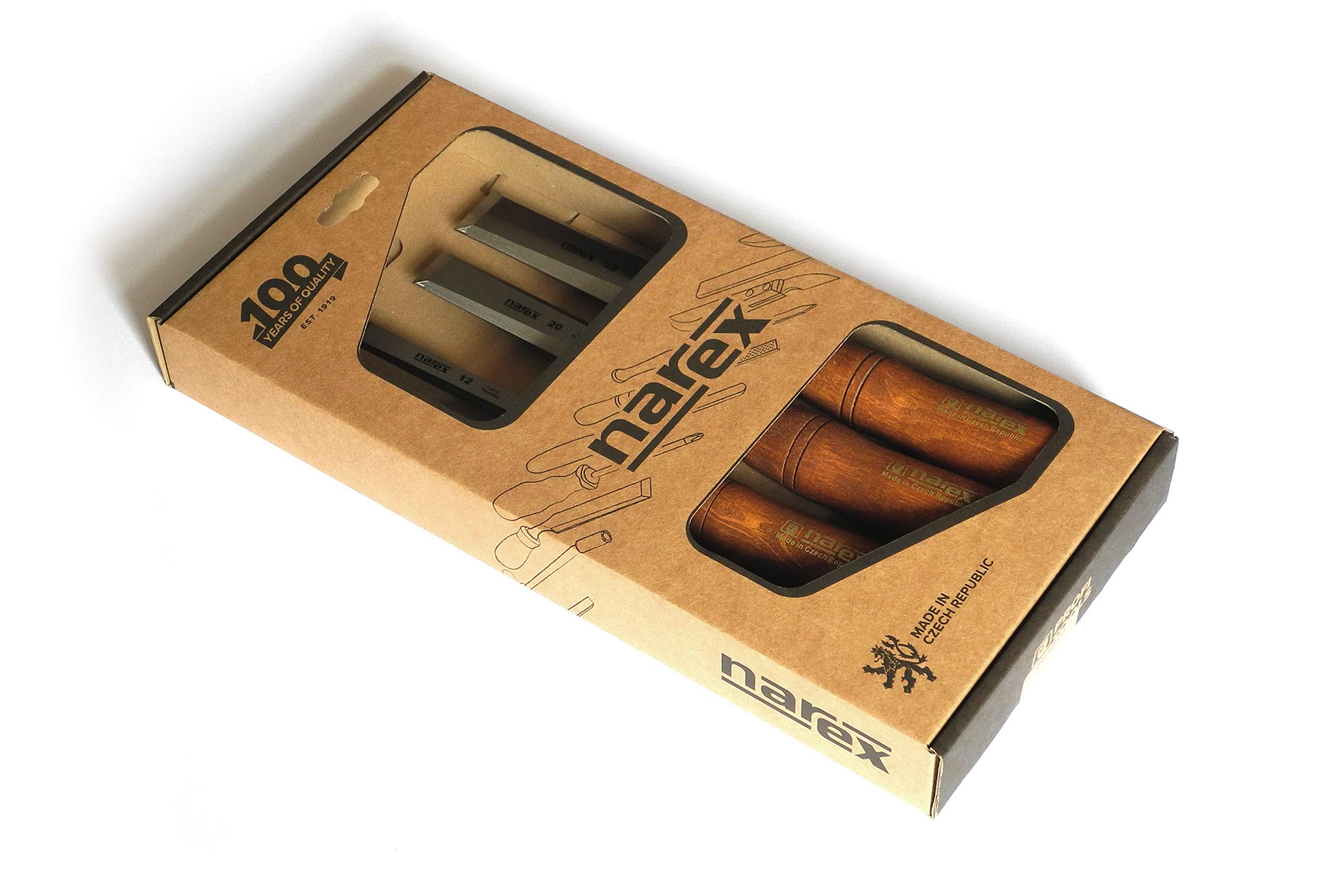 Premium Bevel Edge Chisel Set with Stained Hornbeam Wood Waxed Handles - 4-Piece Woodworking Tools for Fine Carpentry, Cabinet Making & DIY Projects