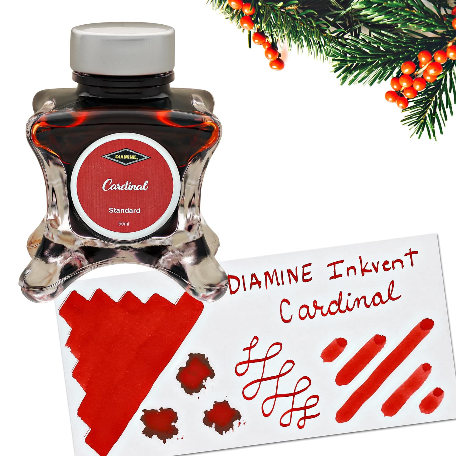 Diamine Inkvent Green Edition 50mL Bottled Fountain Pen Ink - Vibrant Cardinal Green for Calligraphy, Journaling & Artistic Writing