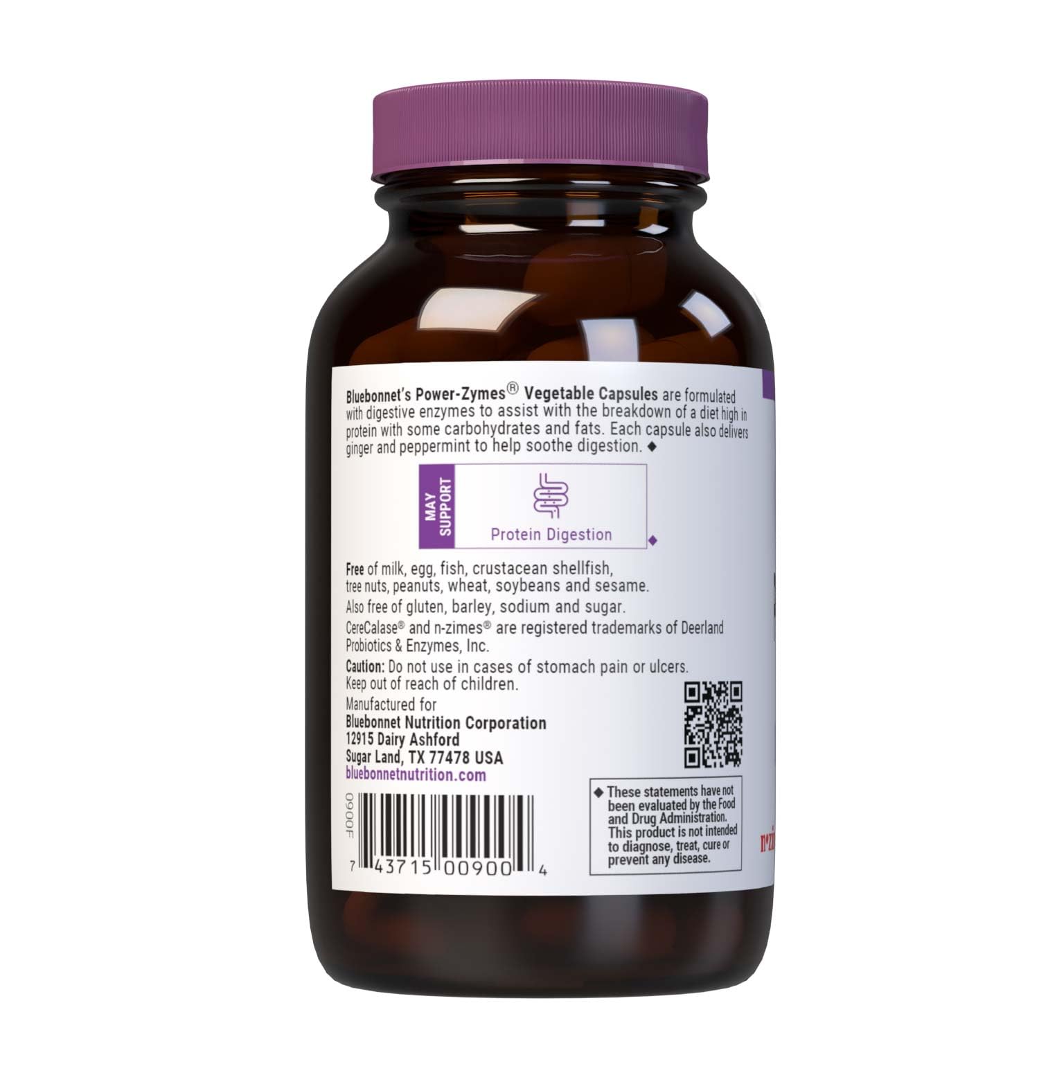 Bluebonnet Nutrition Power-Zymes - Soy, Gluten & Dairy Free Protein Digestive Enzyme Supplement - 90 Vegetable Capsules (90 Servings) for Improved Digestion & Nutrient Absorption - Perfect for Meal Support & Gut Health