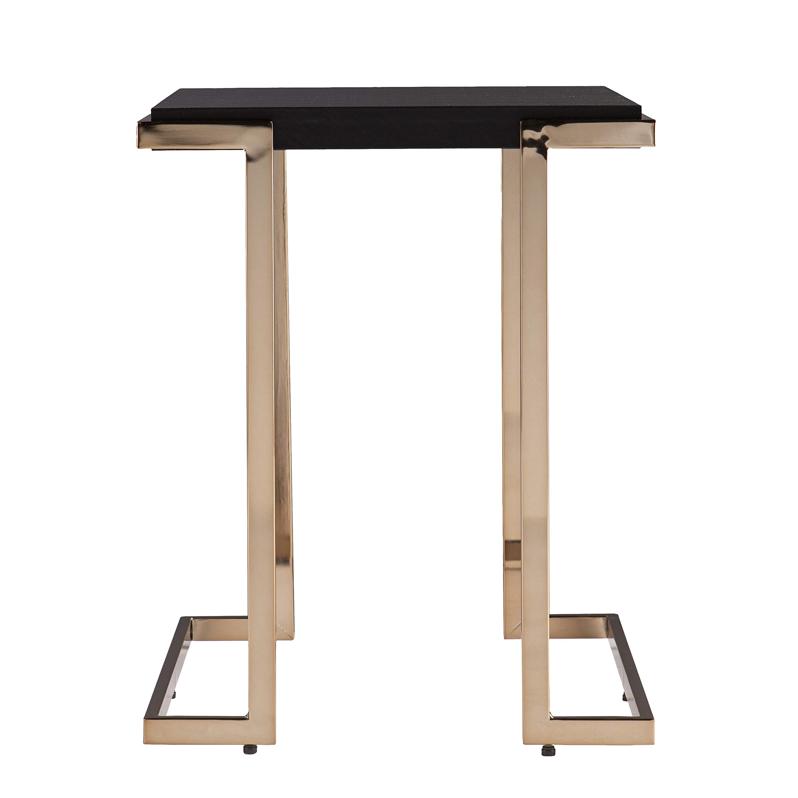 SEI Furniture Barcia Side Table - Black & Champagne Finish, Modern Nightstand for Bedroom, Living Room, or Office - Compact End Table with Sturdy Metal Frame