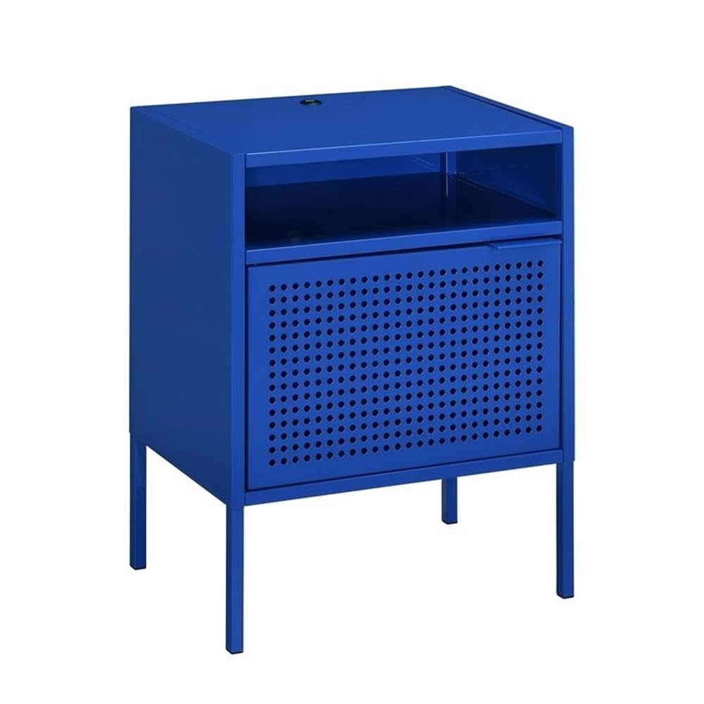 Home Square 2-Piece Blue Metal Nightstand Set with USB Charging Ports - Perfect for Bedroom, Living Room & Small Space Furniture