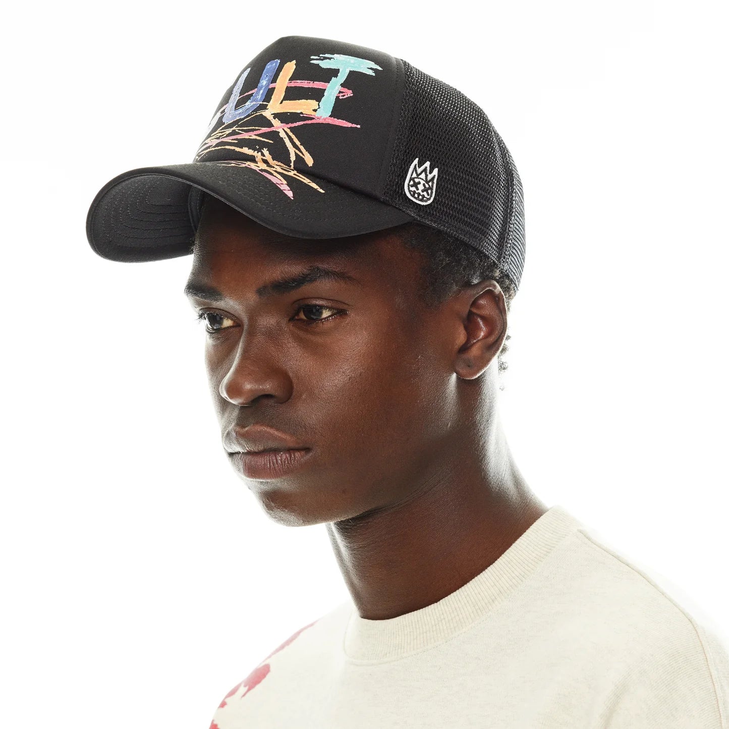 CULT OF INDIVIDUALITY Hand Drawn Shimuchan Logo Foam Trucker Hat - Stylish Unisex Baseball Cap for Streetwear, Casual Outfits & Summer Fashion