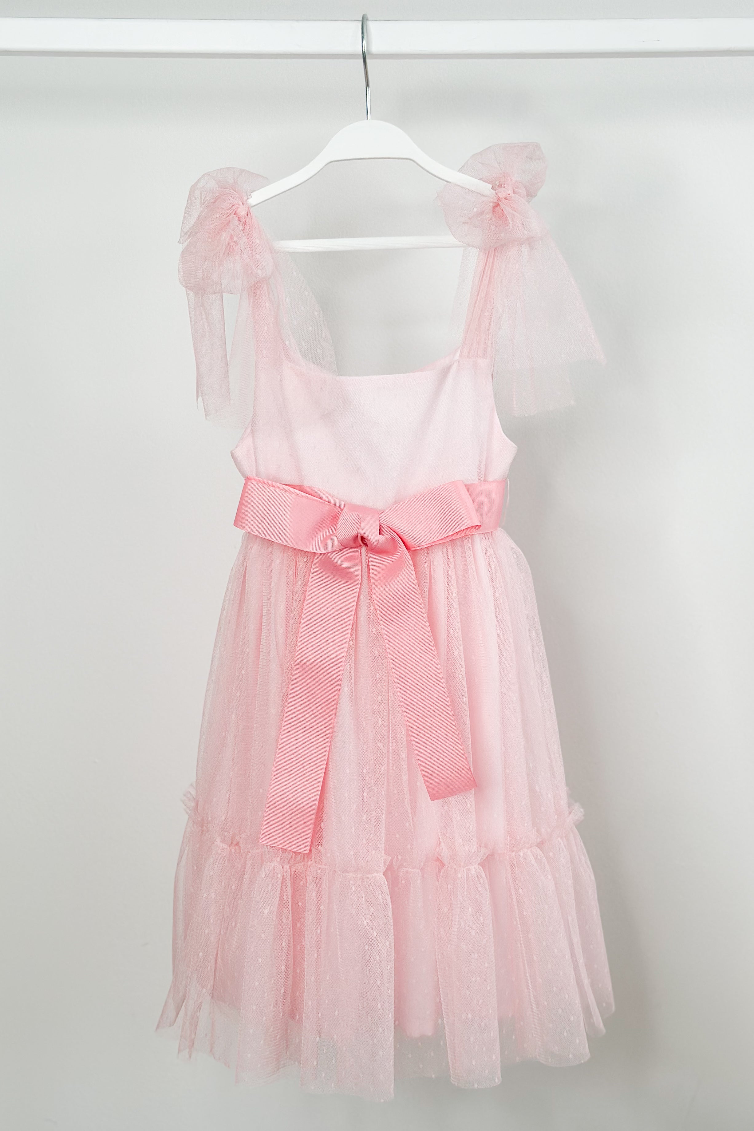 Aurora Pink Tulle Dress for Girls - Elegant Party Gown with Floral Lace for Birthday, Wedding, Pageant & Special Occasions
