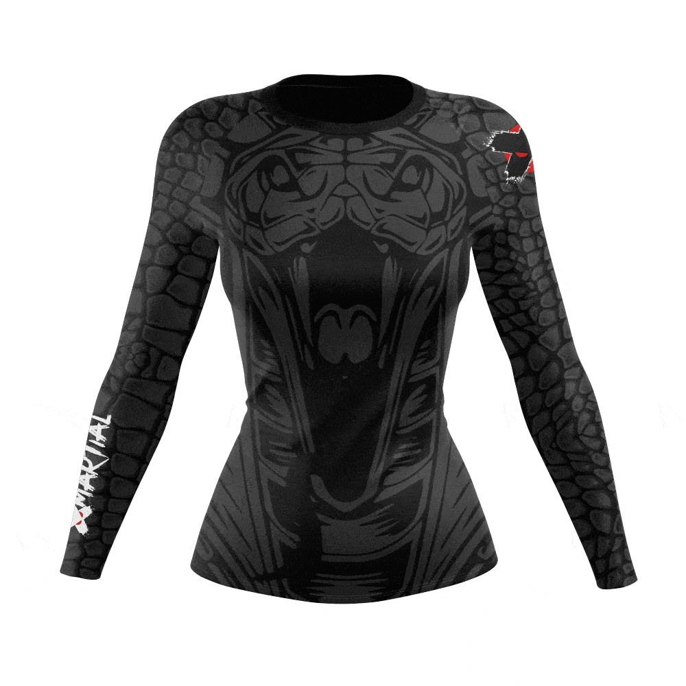 Anaconda Women's BJJ Rash Guard - Long Sleeve Compression Shirt for Brazilian Jiu-Jitsu, MMA & Grappling - Moisture Wicking & UV Protection for Training & Competition