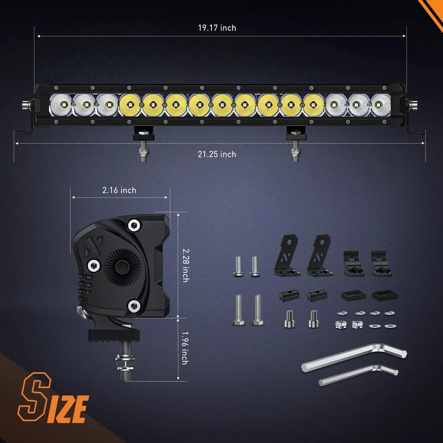 20 Inch 75W 9000LM Osram P8 5W Chips Slim Spot Flood LED Light Bar - High Power Off-Road Lighting for Trucks, ATVs, UTVs, Boats & Emergency Vehicles