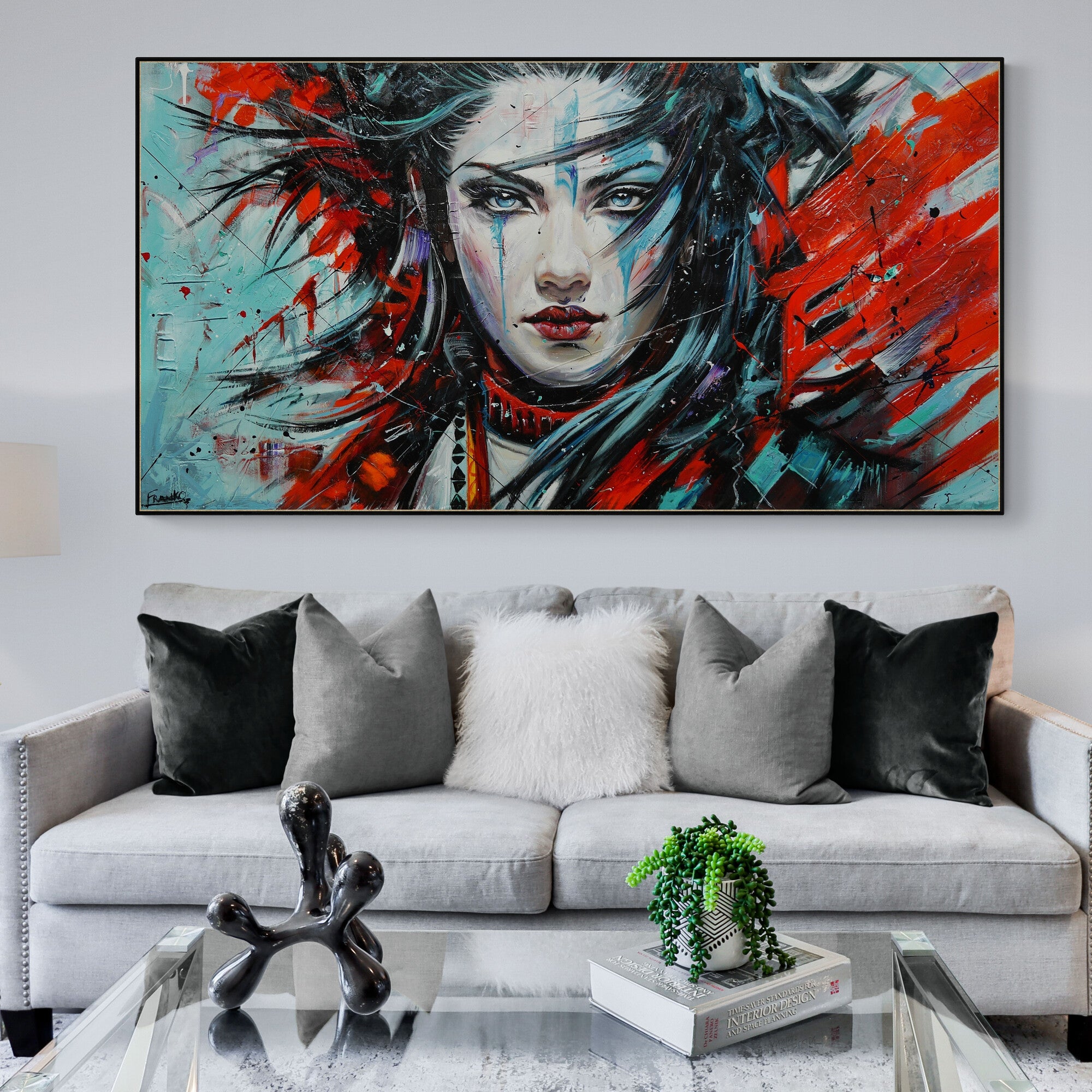 Brave and Beautiful Abstract Realism Textured Framed Painting - 190cm x 100cm - Mahou Sourcery Artwork - Perfect for Living Room, Bedroom or Office Wall Decor