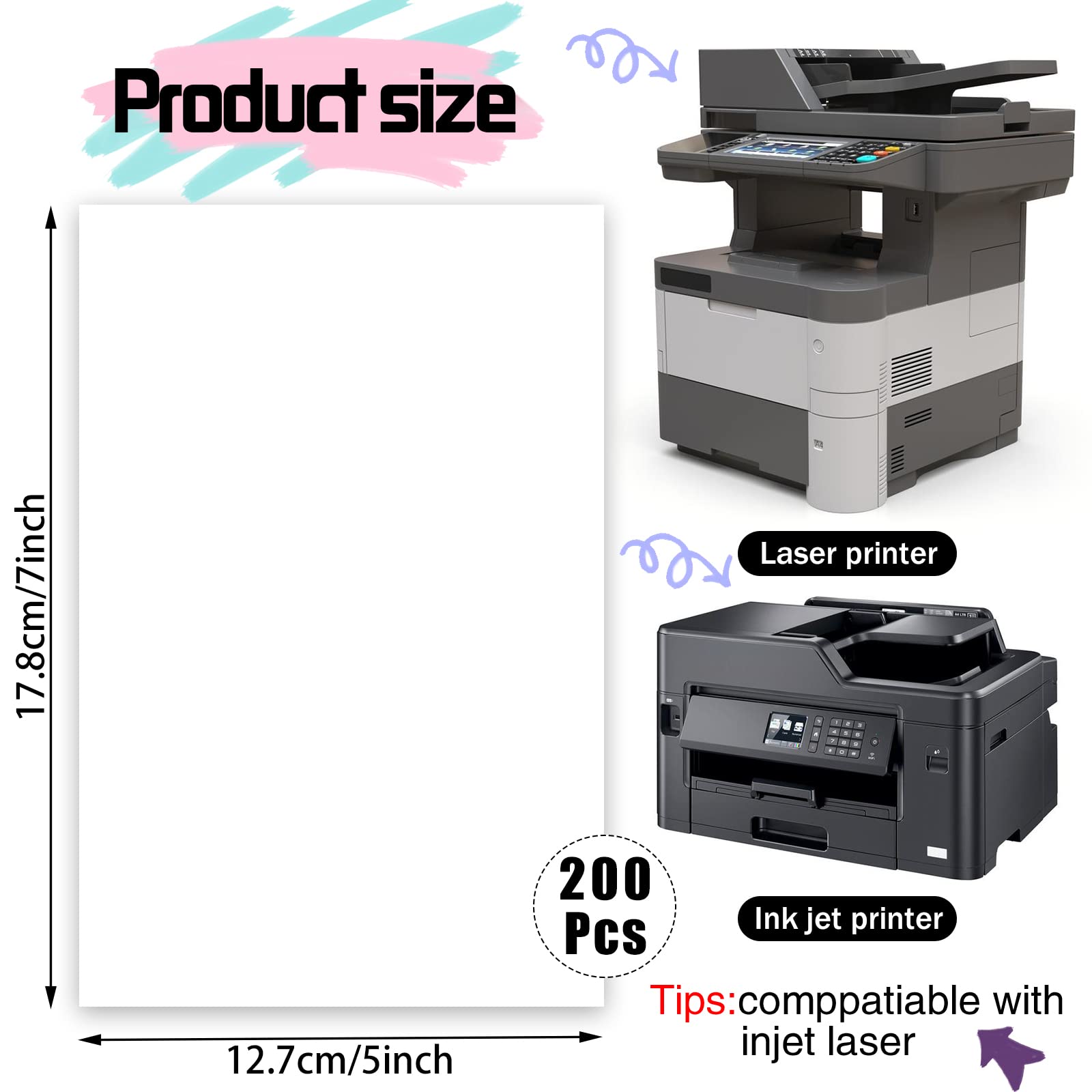 200 Pack 5x7 Cardstock Paper - 80lb Heavyweight White Cardstock for Printing, Postcards, Wedding Invitations & Thank You Cards | Perfect for DIY Crafts, Scrapbooking & Professional Printing Projects