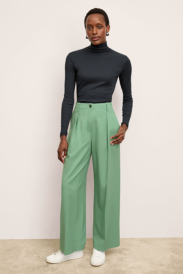 Zuri Pant Washable Wool Twill Pants - Parisian Green | Comfortable & Stylish Women's Trousers for Office, Travel & Casual Wear