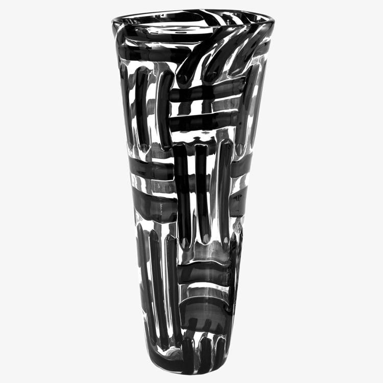 Intarsio Clear and Black Vase - Elegant Glass Vase for Home Decor, Wedding Centerpieces & Gift Ideas