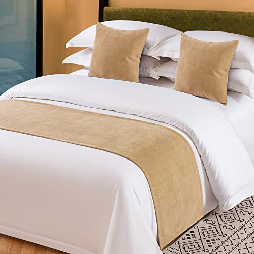 OSVINO Solid Chenille Bed Runner - Textured Decorative Bed Scarf for Hotel, Bedroom & Wedding Room - Protects Bedding from Wear & Stains | Perfect for Luxury Hotels, Master Bedrooms & Bridal Suites