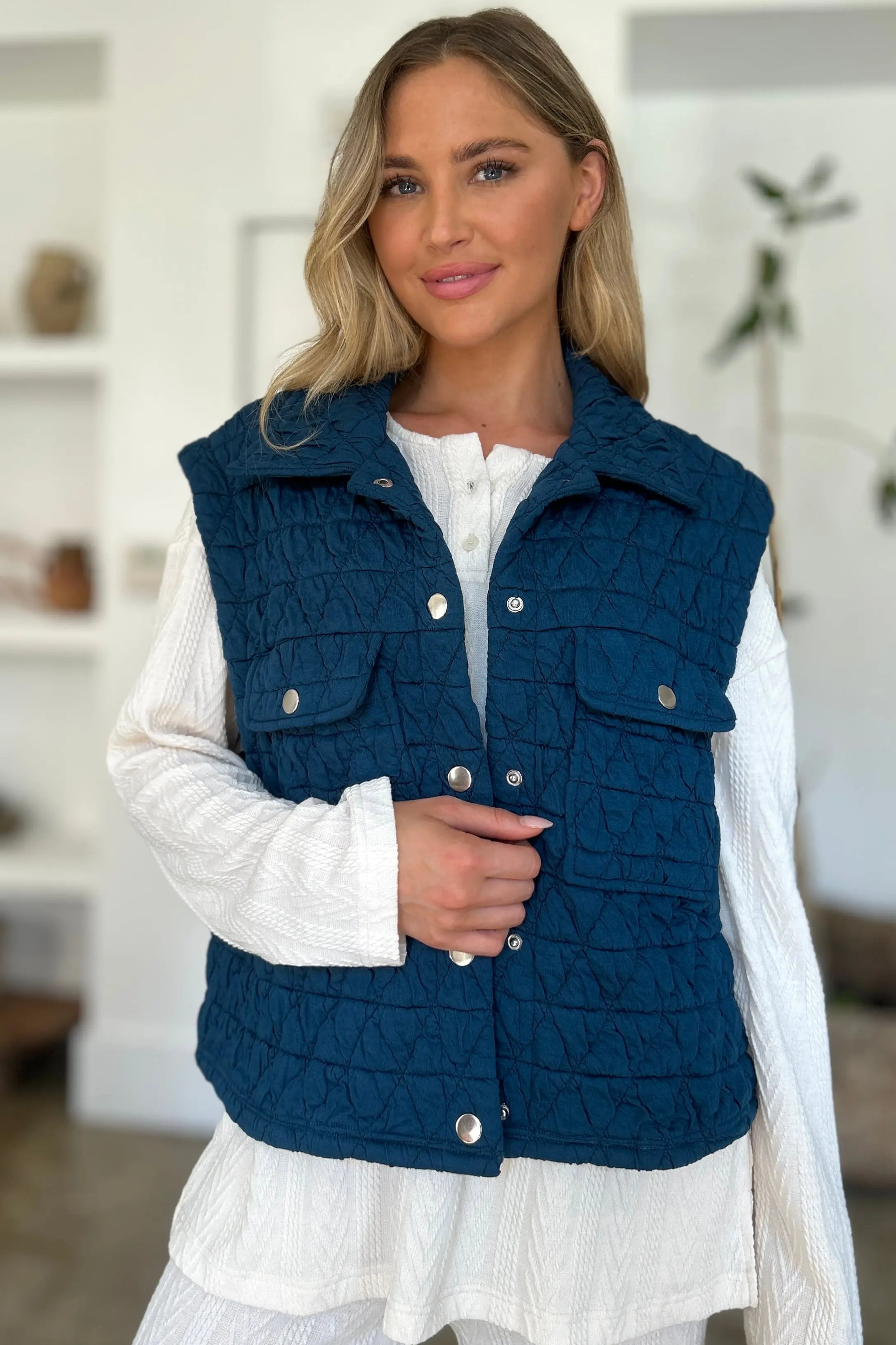 Men's Double Take Full Size Pocketed Textured Snap Down Vest Coat - Lightweight Layering for Outdoor Work & Casual Wear