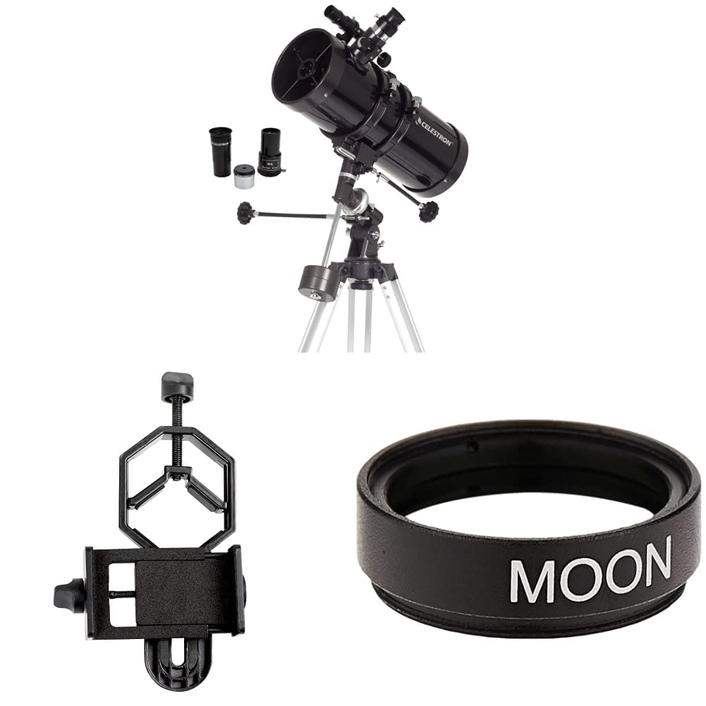 Celestron PowerSeeker 127EQ Telescope with Smartphone Adapter & Moon Filter - Astronomy Telescope for Beginners, Lunar Observation & Astrophotography - Perfect for Stargazing, Moon Photography & Backyard Astronomy