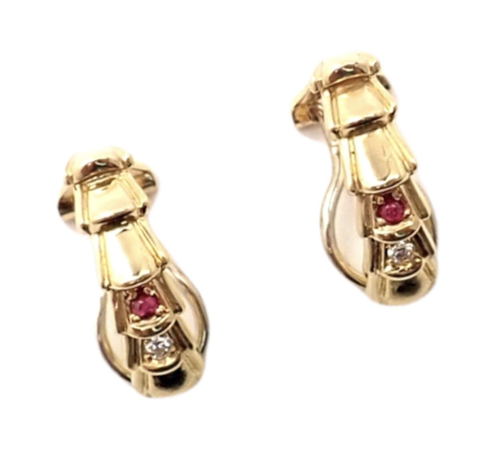Authentic Christian Dior 18k Yellow Gold Diamond Ruby Earrings - Luxury Jewelry for Women, Perfect for Weddings, Parties & Special Occasions