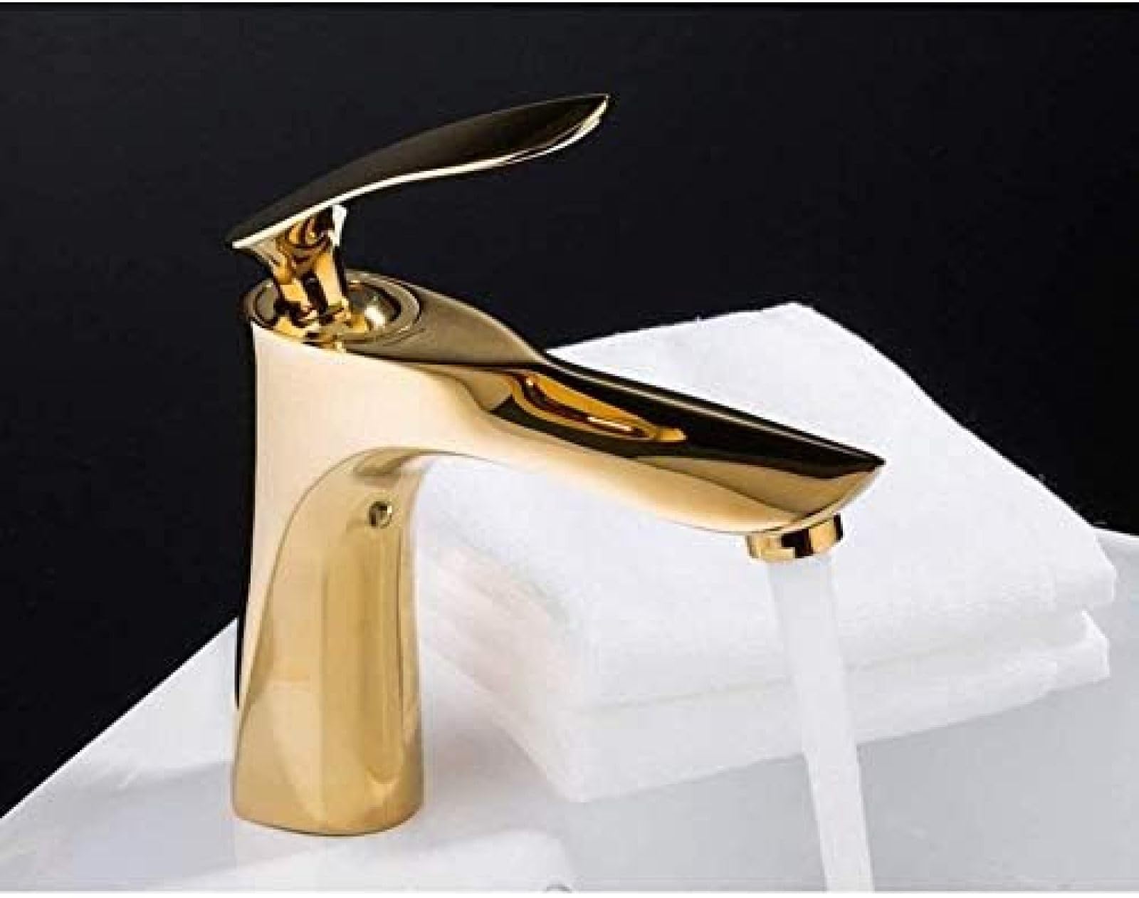 CRJUS Luxury Gold Single Lever Kitchen Faucet - Waterfall Basin Mixer Tap with Hot/Cold Water Control & Water Saving Design for Modern Home Kitchen Sink