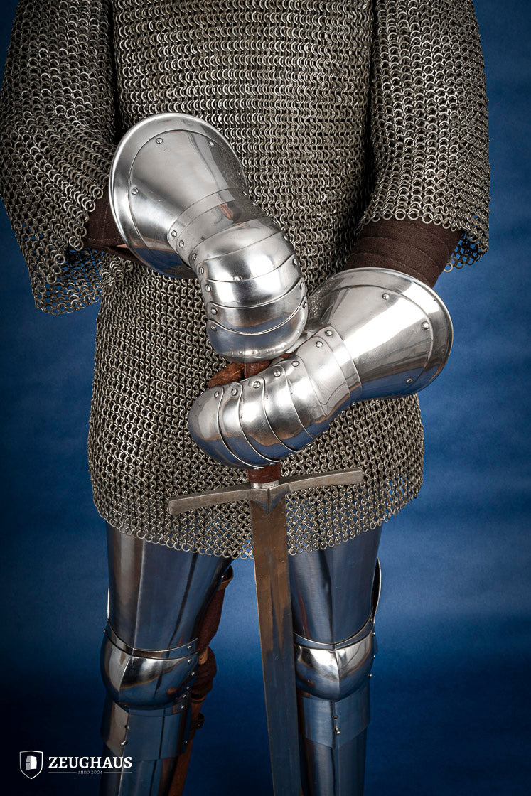 15th Century Mitten Gauntlets - 1.6mm Polished Steel Armor for Medieval Reenactment & LARP Battles