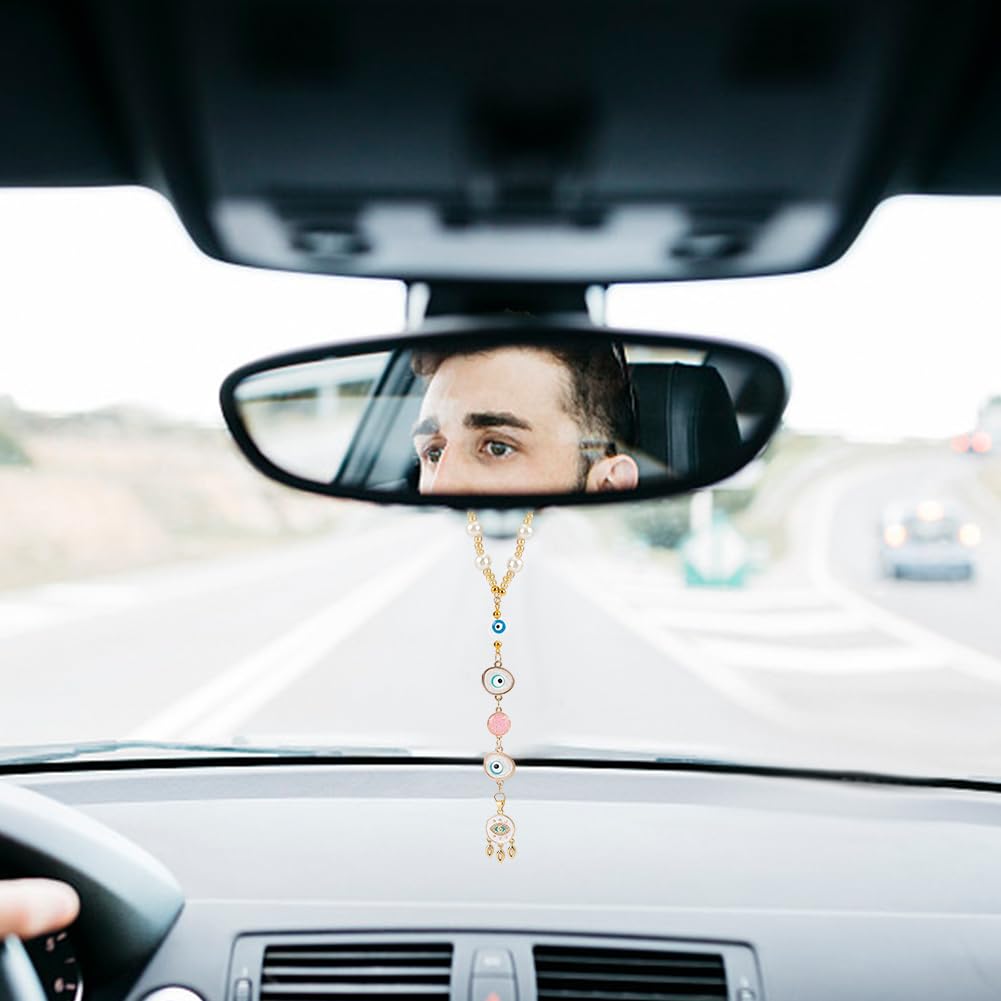 Evil Eye Car Charm - Beaded Hanging Ornament for Rearview Mirror & Home Decor