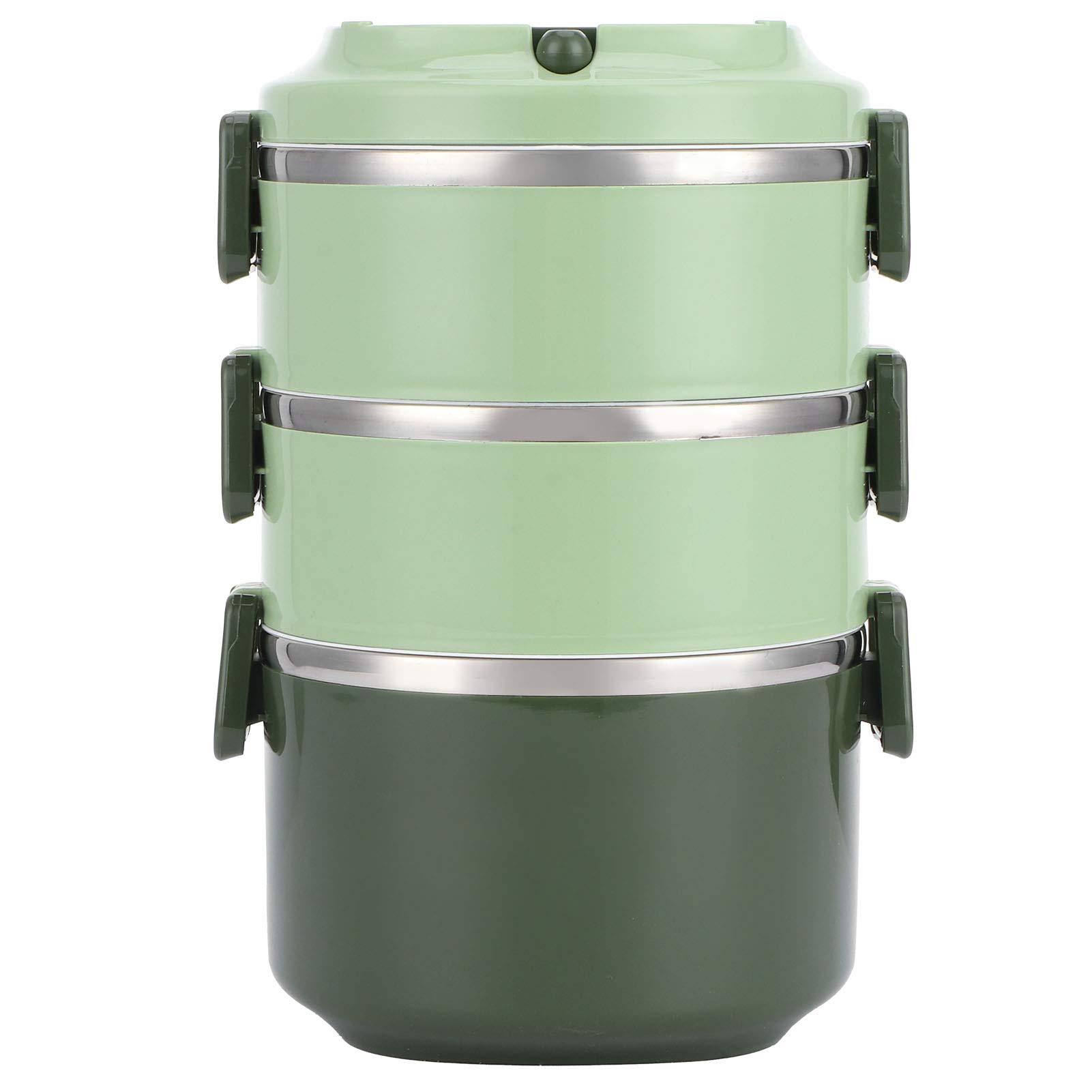 Eco-Friendly 3-Layer Bento Lunch Box with Safety Lock - Insulated Food Container for Adults, Men, Women & Kids - BPA Free Lunch Box for School, Office, Camping & Outdoor Activities (Green)