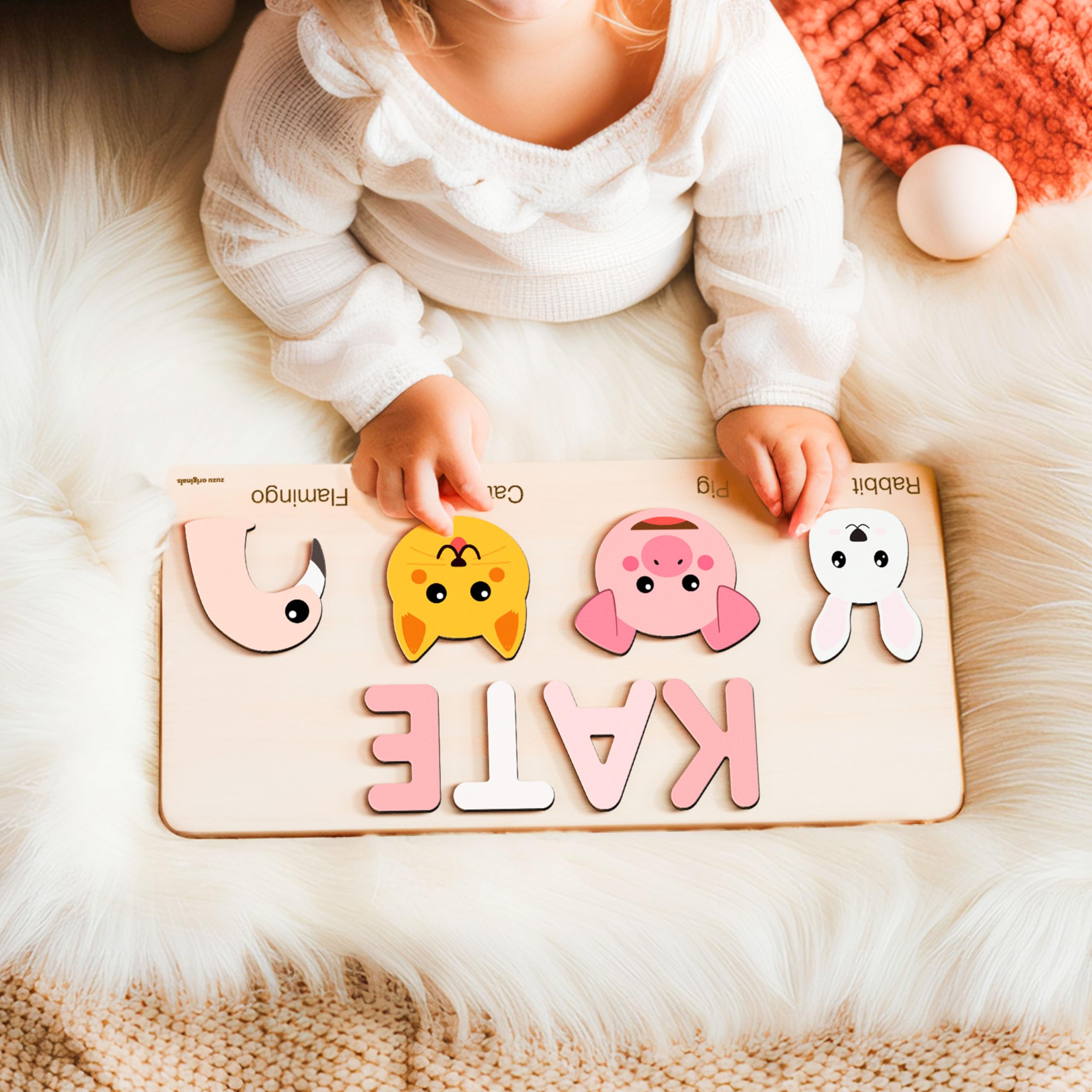 Personalized Wooden Name Puzzle for Toddlers - Custom Animal-Themed Name Sign for Baby Girls & Boys - Unique Handmade Gift for 1st Birthday, Christmas & Nursery Decor - Perfect for Learning ABCs & Name Recognition