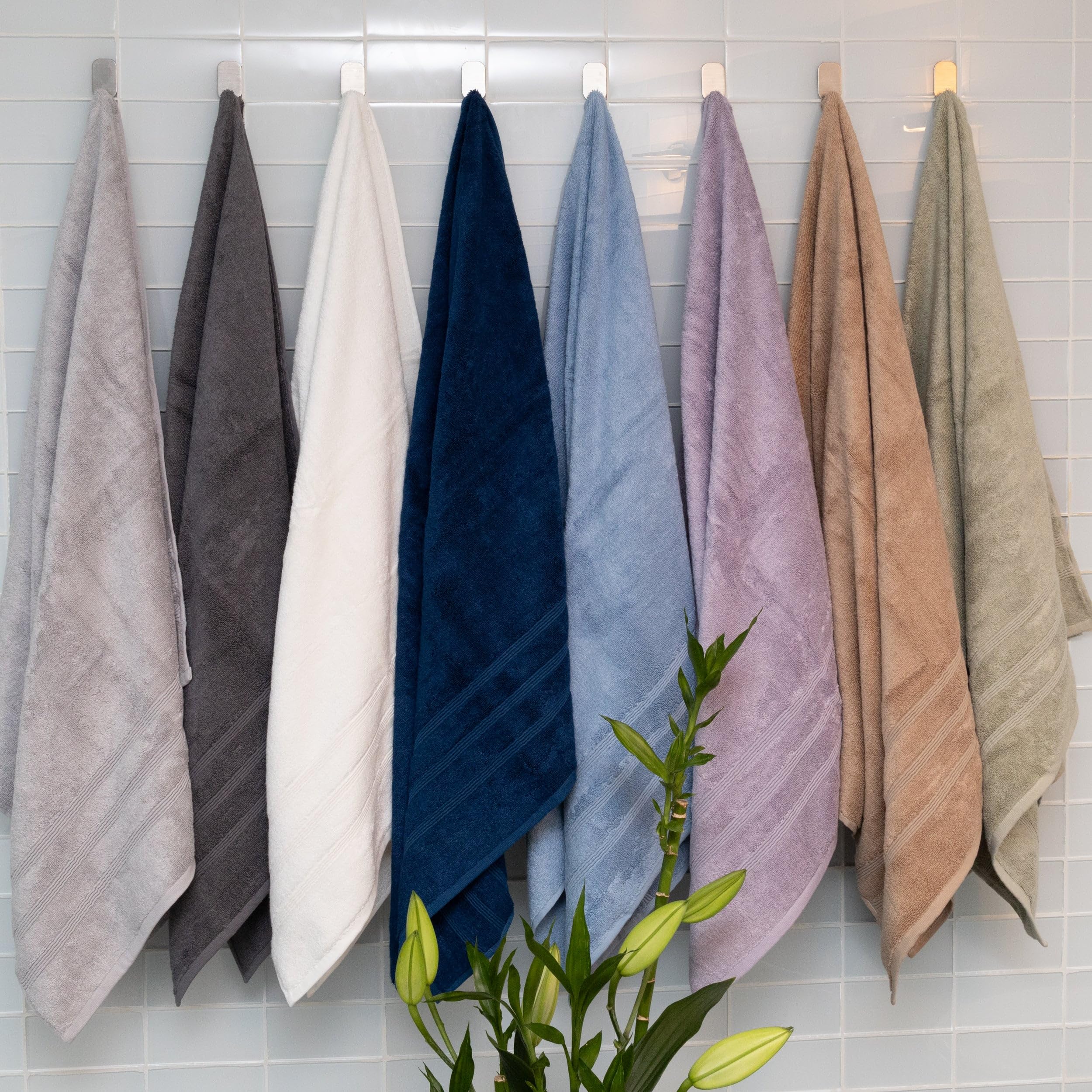 Premium Mosobam Luxury Turkish Towels Set of 4 - 13x13 Inch Allure Blue 700 GSM Bamboo Viscose & Aegean Turkish Combed Cotton - Soft Bath Towels for Spa, Beach, Pool & Home Use