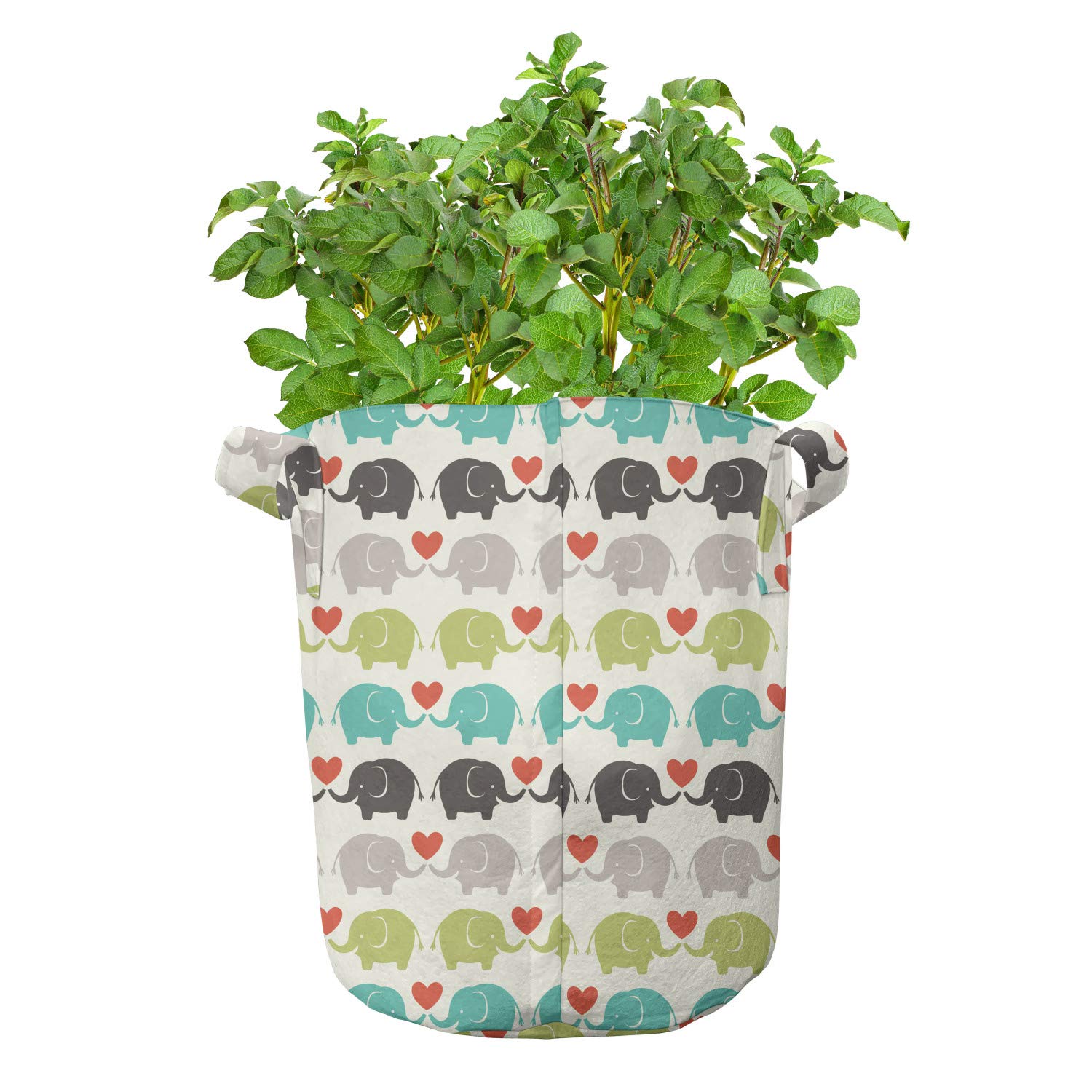 Ambesonne 5-Pack Heavy Duty Fabric Grow Bags with Handles - Cartoon Elephant Design Plant Pots for Indoor/Outdoor Gardening, Vegetables, Flowers & Herbs | Durable, Multicolor & Easy to Use