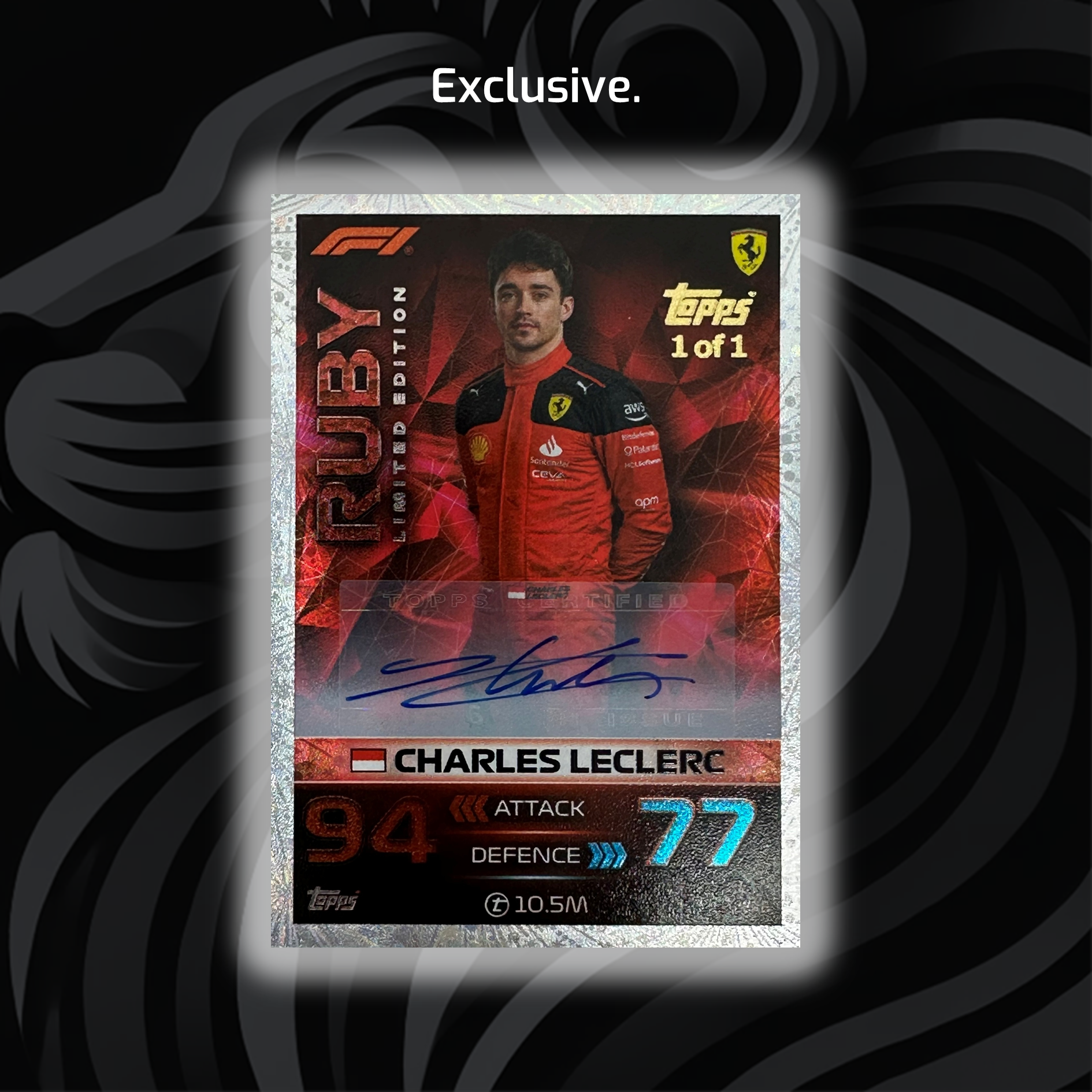 2023 Charles Leclerc #LE28RG Ruby Auto Grand Prix Exclusive F1 Racing Card - Perfect for Collectors, Fans & Sports Memorabilia Displays