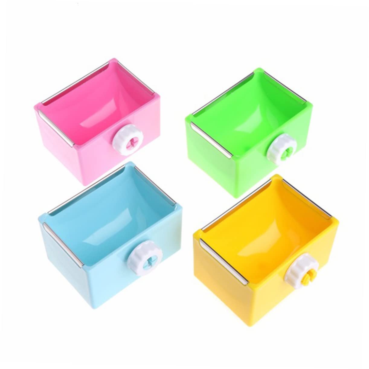 SUPVOX Square Hanging Rabbit Feeder Bowl - Removable Space-Saving Pet Food Dish for Cage - Perfect for Small Pets Like Rabbits, Guinea Pigs & Hamsters - Durable Yellow Plastic Design for Indoor/Outdoor Use