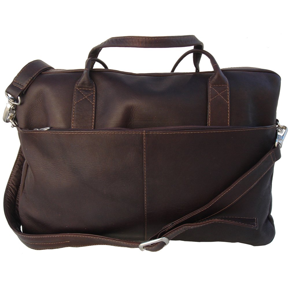 Genuine Leather Top-Zip Portfolio Briefcase - Chocolate Brown Business Laptop Bag for Men & Women - Perfect for Office, Work, Travel & Business Meetings