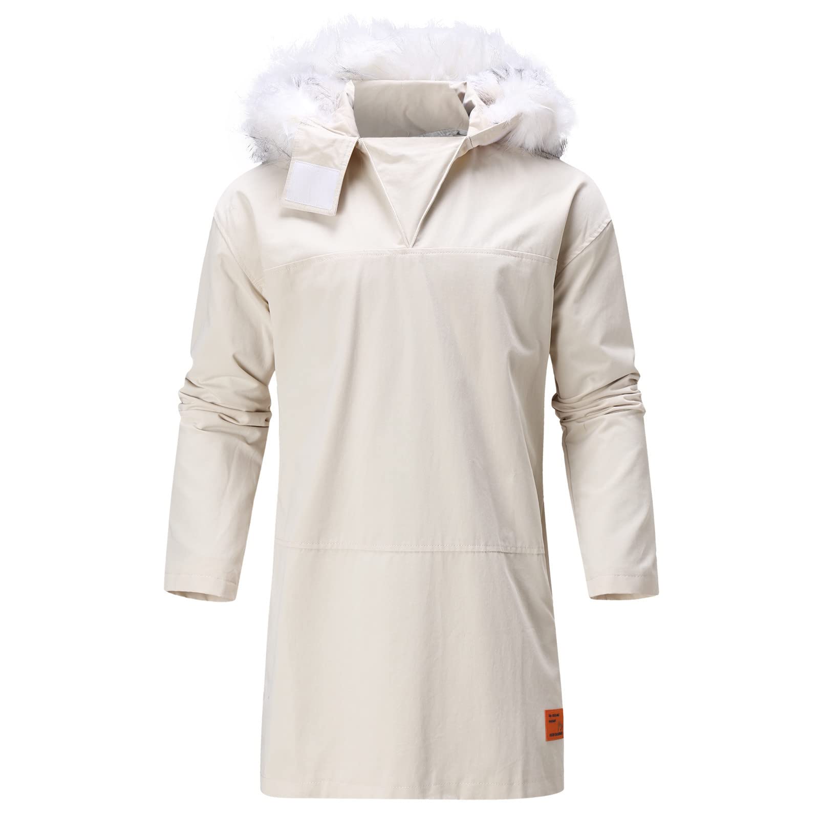 Men's Fleece Hooded Jacket - Warm Long Sleeve Solid Color Outdoor Coat for Skiing, Hiking & Winter Activities | Water-Resistant Softshell Pullover with Stand Collar