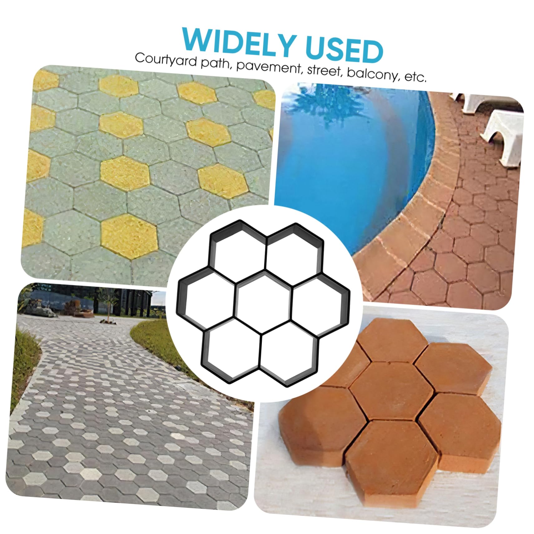 Hexagonal Concrete Brick Mold - DIY Cement Floor Tile Molds for Garden, Driveway & Walkway | Durable Walk Maker for Outdoor Patio, Pathway & Landscaping Projects