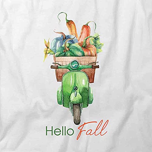 Hello Fall T-Shirt for Women & Men | Soft Cotton Graphic Tee with Autumn Print | White Printed T-Shirts for Casual Wear, Pumpkin Patch Outings & Cozy Seasonal Style