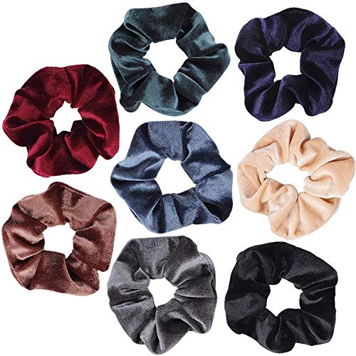 8PC Velvet Headbands & Seamless Hair Ties Set - Soft Ponytail Holders, Colorful Hair Elastics for Women & Girls (Multicolor, One Size) - Perfect for Workouts, Yoga, School & Everyday Styling