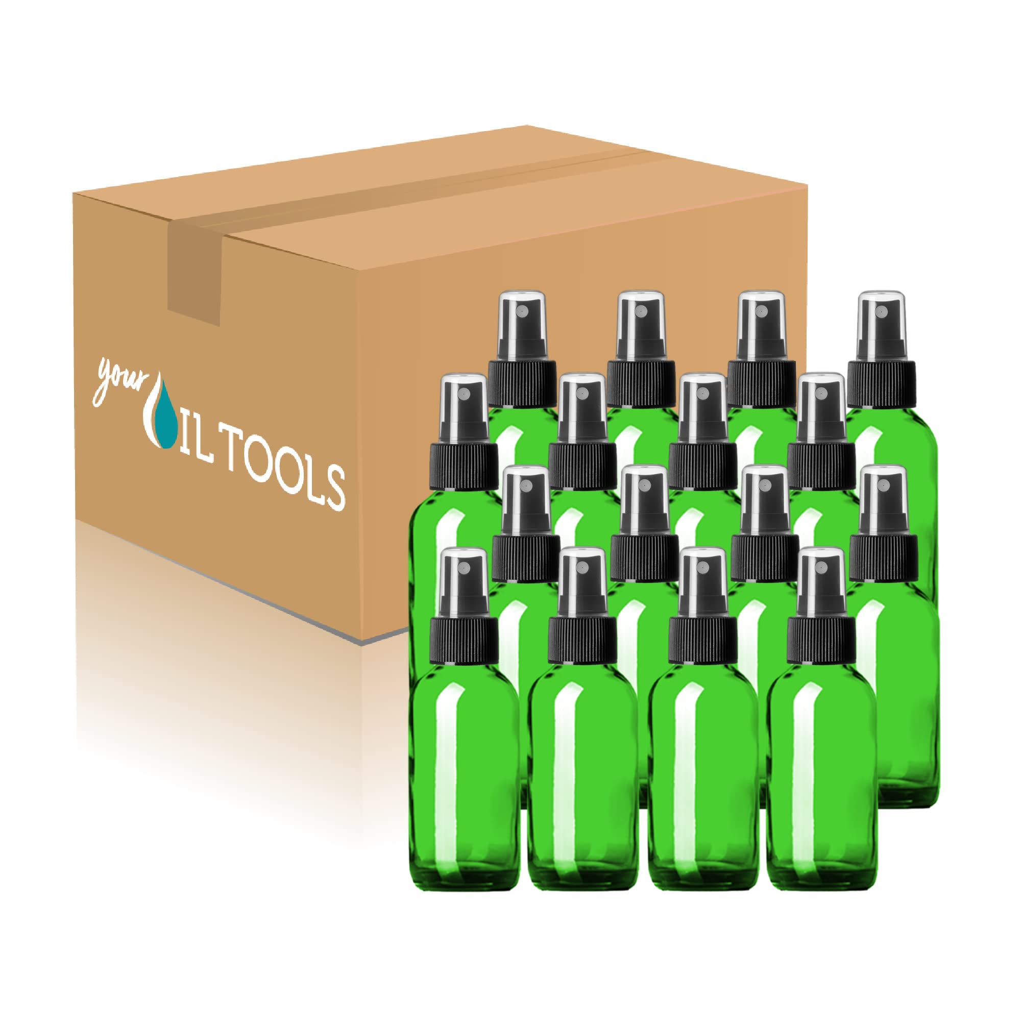 1 oz Glass Bottle with Black Fine Mist Sprayer - Pack of 120 (Green) - Perfect for Essential Oils, Perfumes & DIY Beauty Products